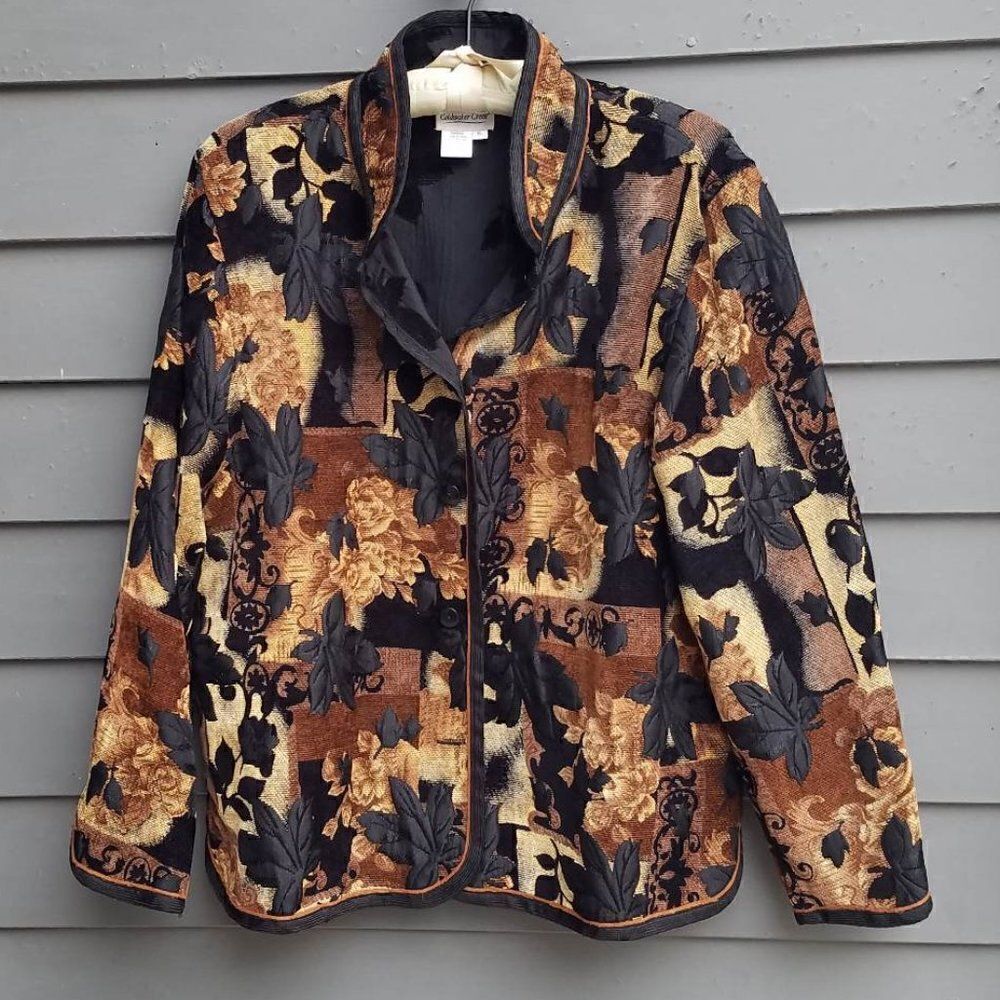 Coldwater Creek Gold Black Tapestry Jacket size XL